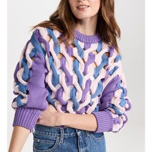 NWT Aknvas Hayley Open Work Braided Weave Woven Chunky Sweater size medium